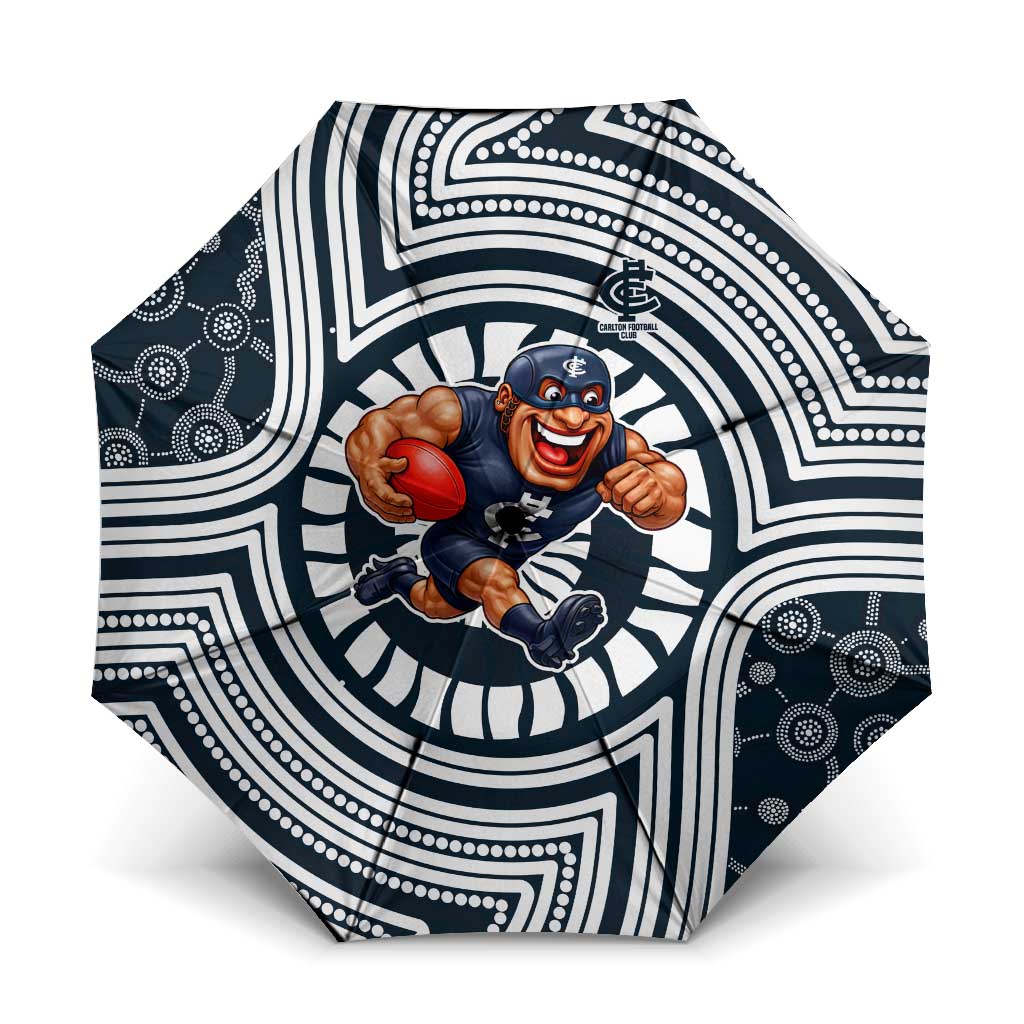 Carlton Football Club Umbrella Indigenous Monochrome Dot Art Mascot Style
