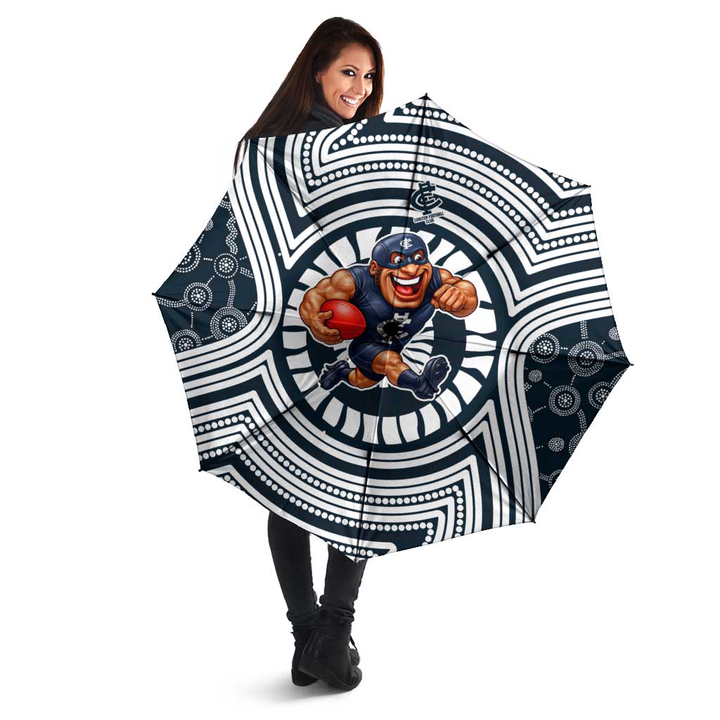 Carlton Football Club Umbrella Indigenous Monochrome Dot Art Mascot Style