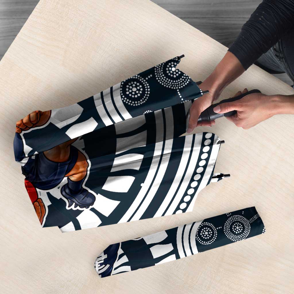 Carlton Football Club Umbrella Indigenous Monochrome Dot Art Mascot Style