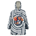 Carlton Football Club Wearable Blanket Hoodie Indigenous Monochrome Dot Art Mascot Style