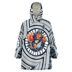 Carlton Football Club Wearable Blanket Hoodie Indigenous Monochrome Dot Art Mascot Style