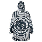 Carlton Football Club Wearable Blanket Hoodie Indigenous Monochrome Dot Art Mascot Style