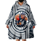 Carlton Football Club Wearable Blanket Hoodie Indigenous Monochrome Dot Art Mascot Style