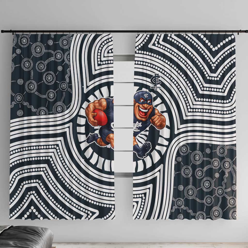 Carlton Football Club Window Curtain Indigenous Monochrome Dot Art Mascot Style