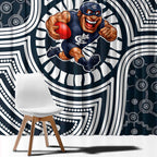 Carlton Football Club Window Curtain Indigenous Monochrome Dot Art Mascot Style