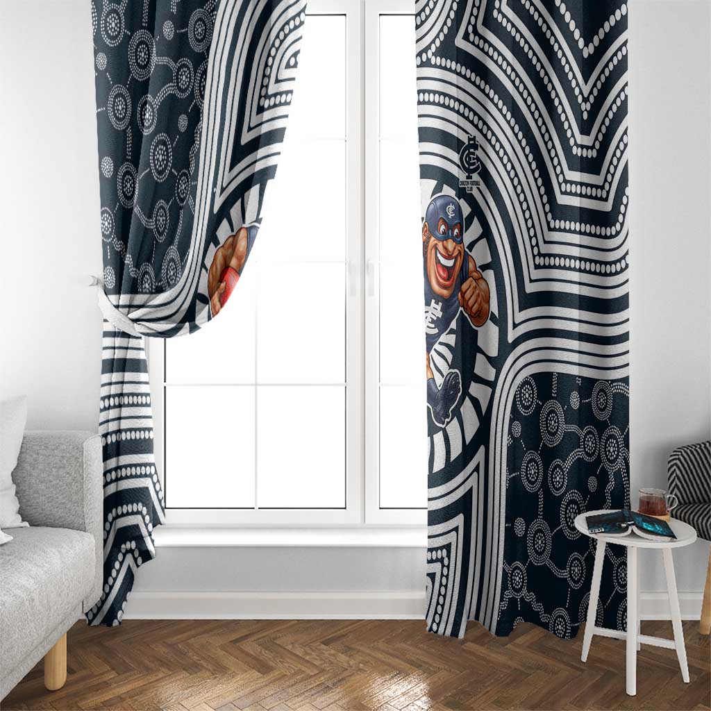 Carlton Football Club Window Curtain Indigenous Monochrome Dot Art Mascot Style