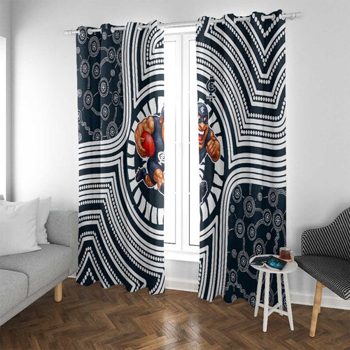 Carlton Football Club Window Curtain Indigenous Monochrome Dot Art Mascot Style
