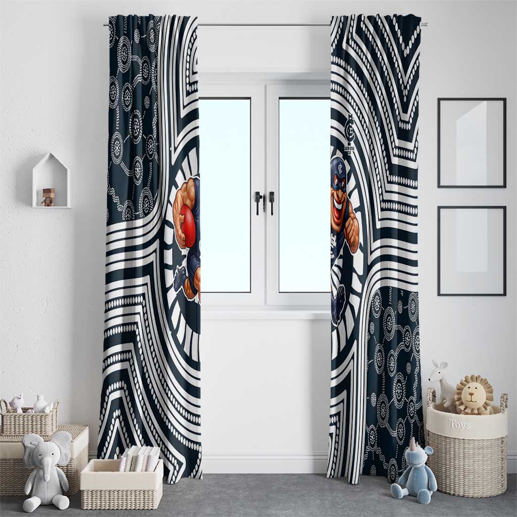 Carlton Football Club Window Curtain Indigenous Monochrome Dot Art Mascot Style