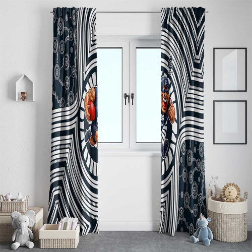 Carlton Football Club Window Curtain Indigenous Monochrome Dot Art Mascot Style
