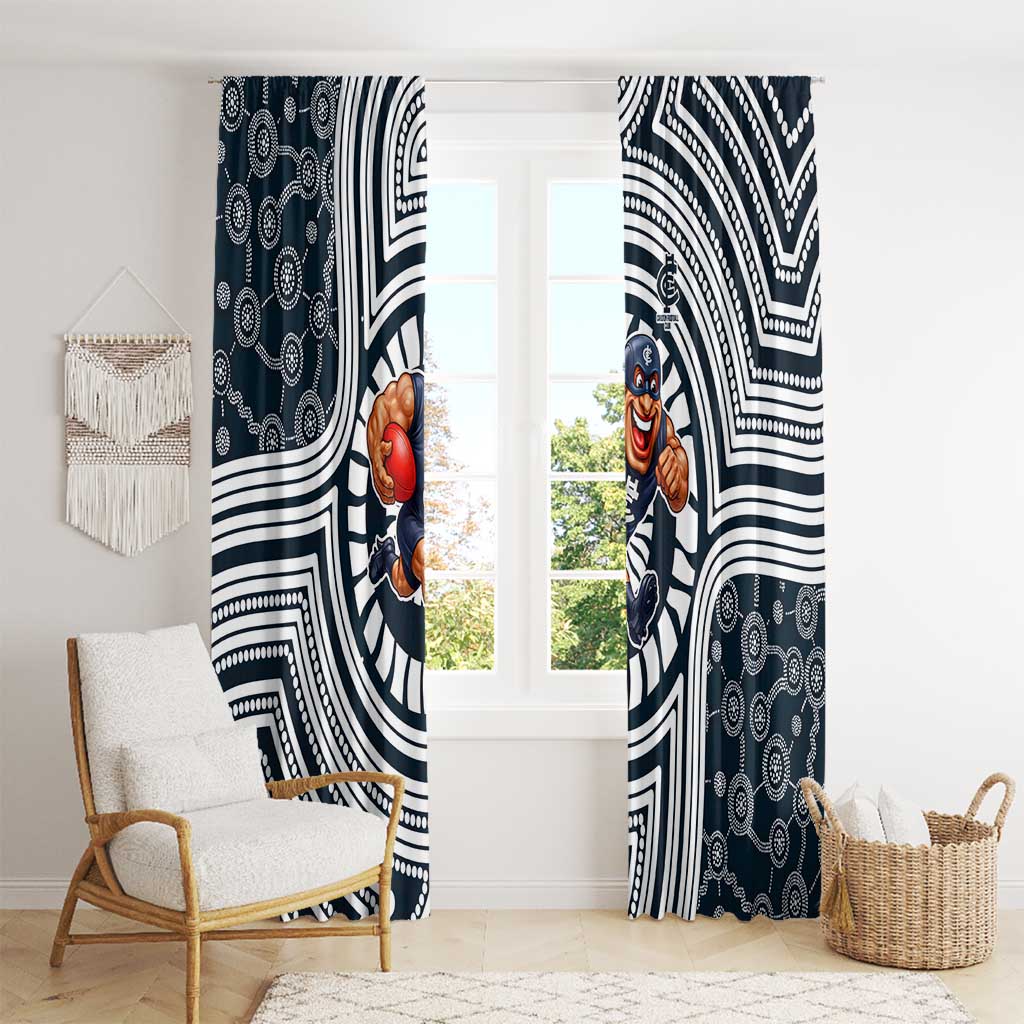 Carlton Football Club Window Curtain Indigenous Monochrome Dot Art Mascot Style