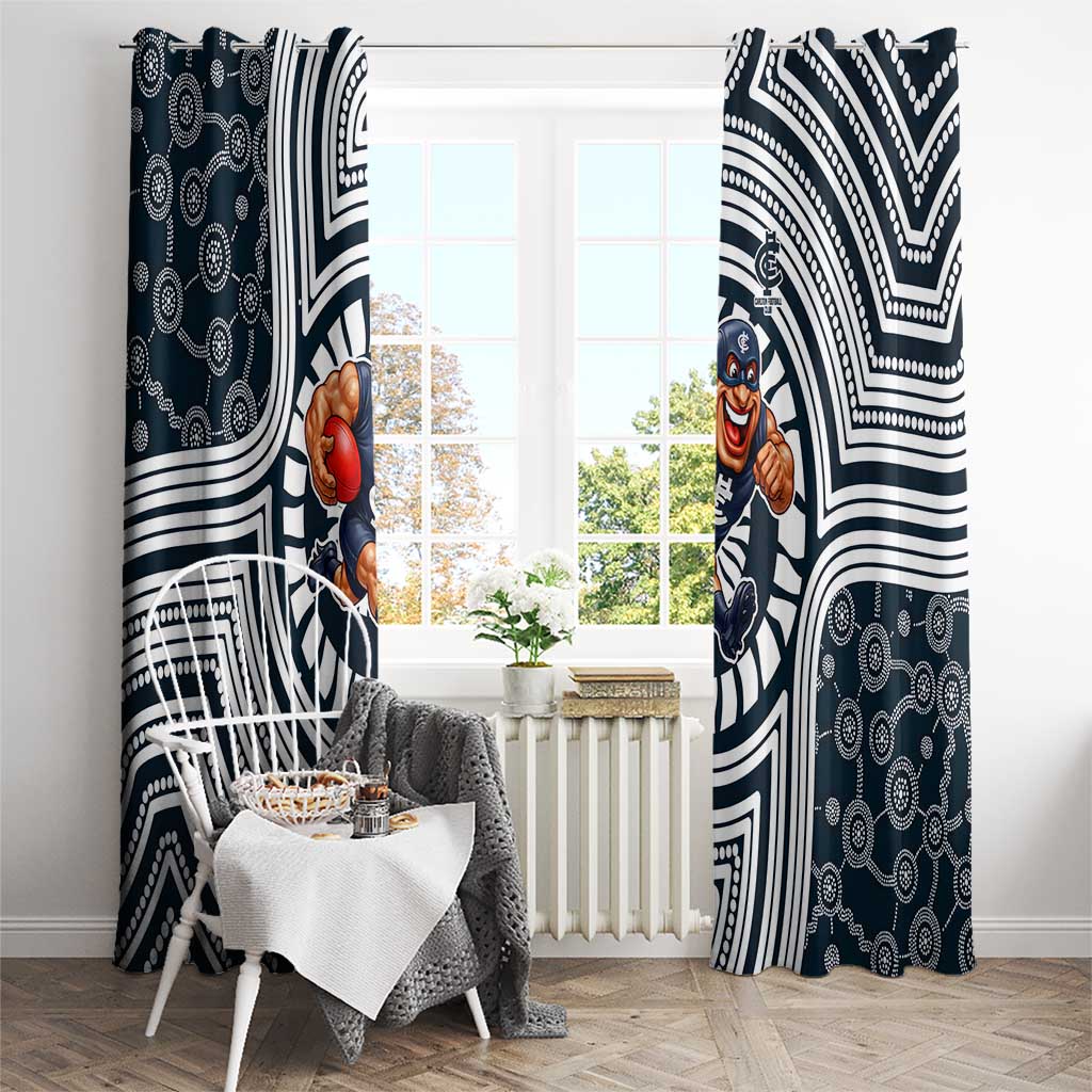 Carlton Football Club Window Curtain Indigenous Monochrome Dot Art Mascot Style