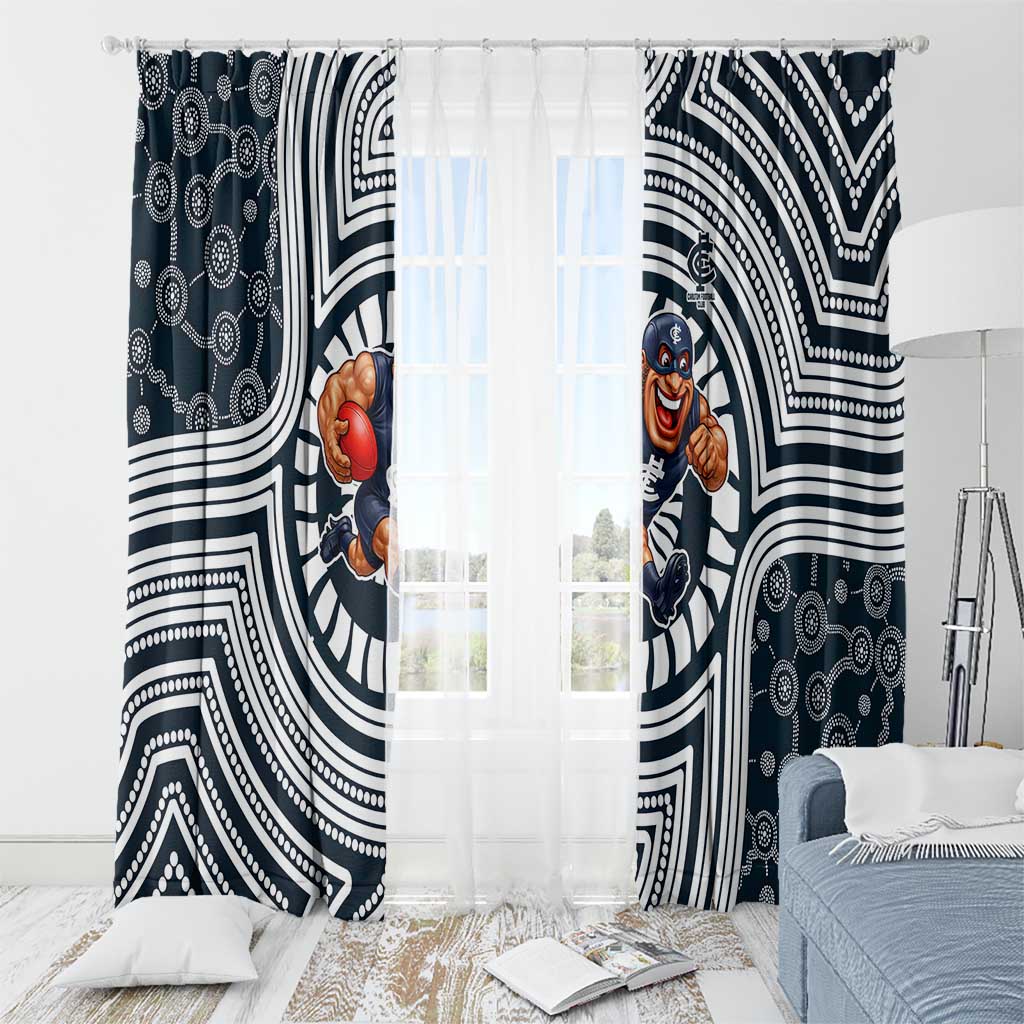 Carlton Football Club Window Curtain Indigenous Monochrome Dot Art Mascot Style