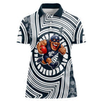 Carlton Football Club Women Polo Shirt Indigenous Monochrome Dot Art Mascot Style