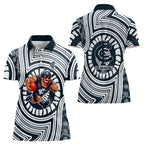 Carlton Football Club Women Polo Shirt Indigenous Monochrome Dot Art Mascot Style