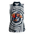 Carlton Football Club Women Sleeveless Polo Shirt Indigenous Monochrome Dot Art Mascot Style
