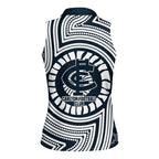 Carlton Football Club Women Sleeveless Polo Shirt Indigenous Monochrome Dot Art Mascot Style