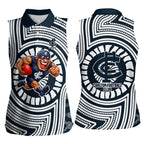 Carlton Football Club Women Sleeveless Polo Shirt Indigenous Monochrome Dot Art Mascot Style
