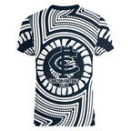 Carlton Football Club Women V-Neck T-Shirt Indigenous Monochrome Dot Art Mascot Style