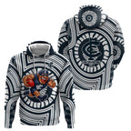Carlton Football Club Zip Hoodie Indigenous Monochrome Dot Art Mascot Style