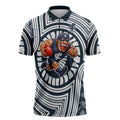 Carlton Football Club Zipper Polo Shirt Indigenous Monochrome Dot Art Mascot Style