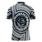 Carlton Football Club Zipper Polo Shirt Indigenous Monochrome Dot Art Mascot Style