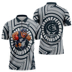 Carlton Football Club Zipper Polo Shirt Indigenous Monochrome Dot Art Mascot Style