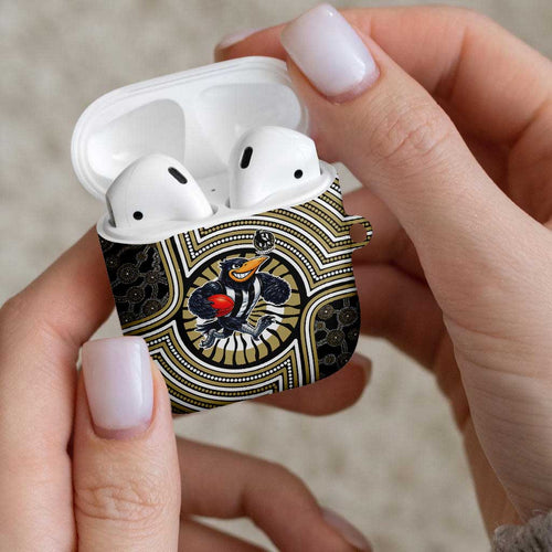 Collingwood Football Club AirPods Case Indigenous Monochrome Dot Art Mascot Style