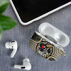 Collingwood Football Club AirPods Case Indigenous Monochrome Dot Art Mascot Style