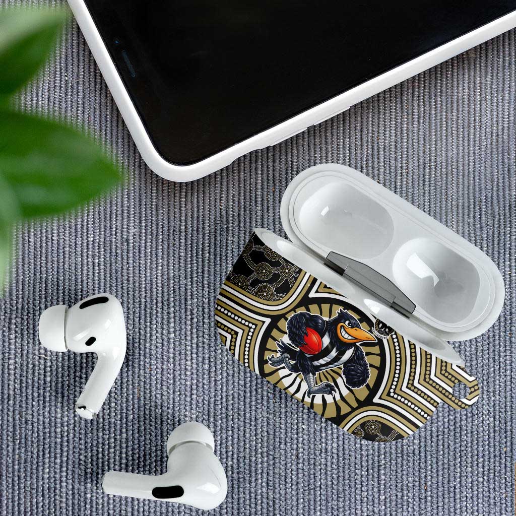 Collingwood Football Club AirPods Case Indigenous Monochrome Dot Art Mascot Style