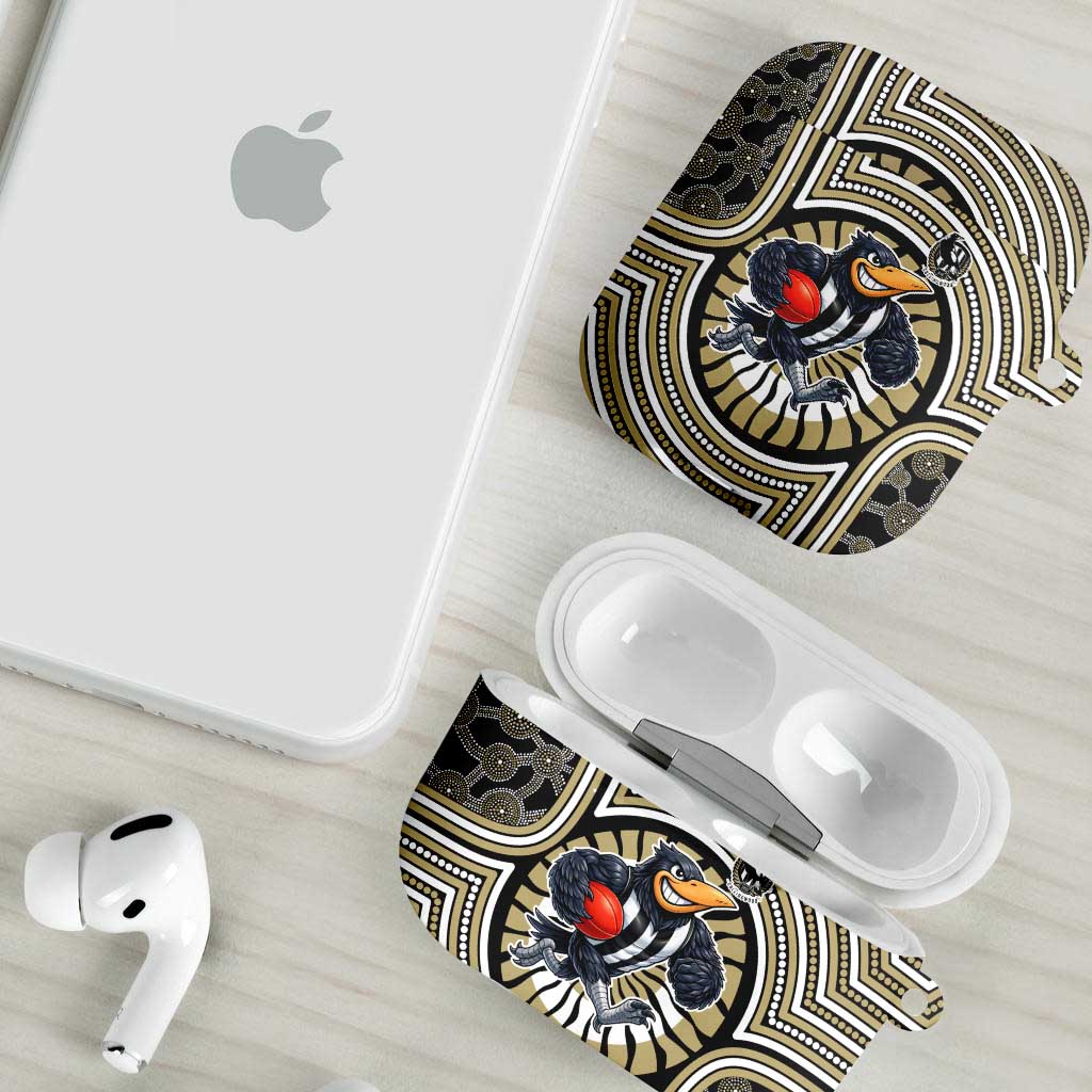 Collingwood Football Club AirPods Case Indigenous Monochrome Dot Art Mascot Style
