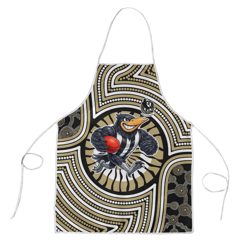Collingwood Football Club Apron Indigenous Monochrome Dot Art Mascot Style