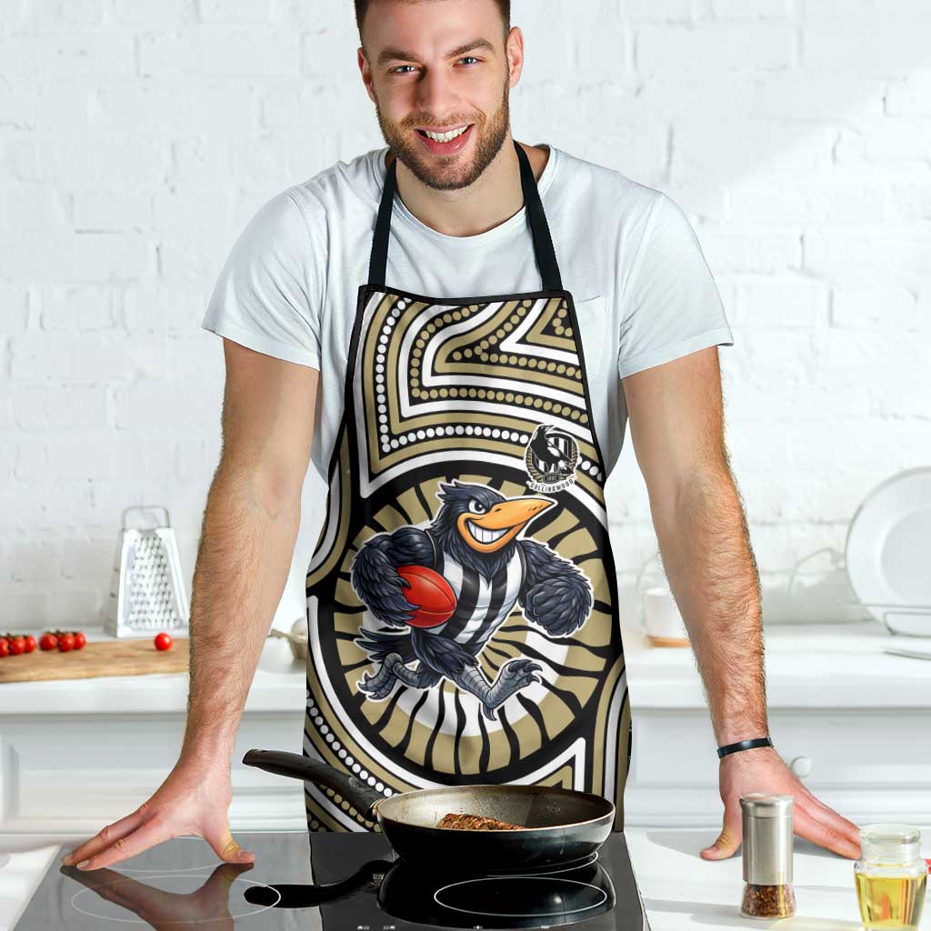 Collingwood Football Club Apron Indigenous Monochrome Dot Art Mascot Style