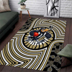 Collingwood Football Club Area Rug Indigenous Monochrome Dot Art Mascot Style