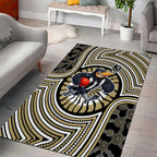 Collingwood Football Club Area Rug Indigenous Monochrome Dot Art Mascot Style