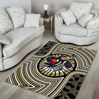 Collingwood Football Club Area Rug Indigenous Monochrome Dot Art Mascot Style