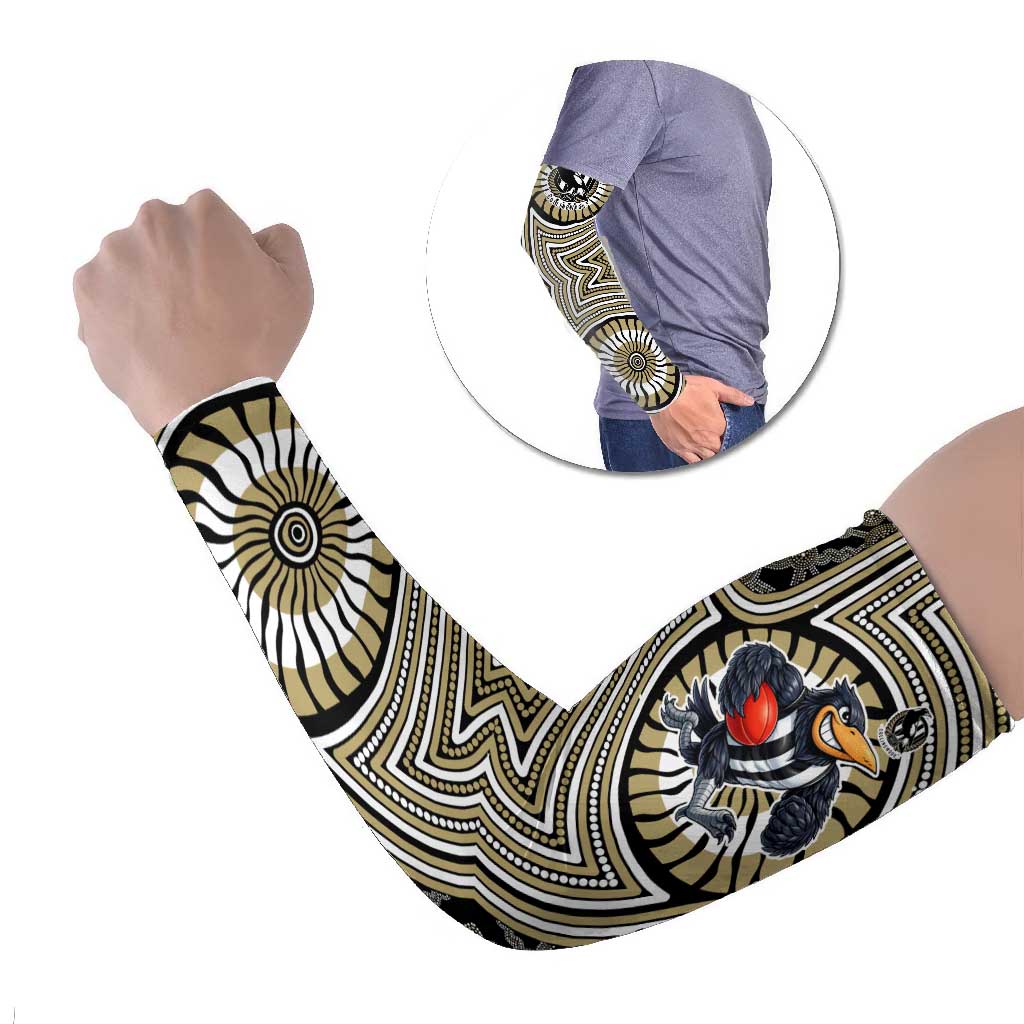 Collingwood Football Club Arm Sleeves Indigenous Monochrome Dot Art Mascot Style