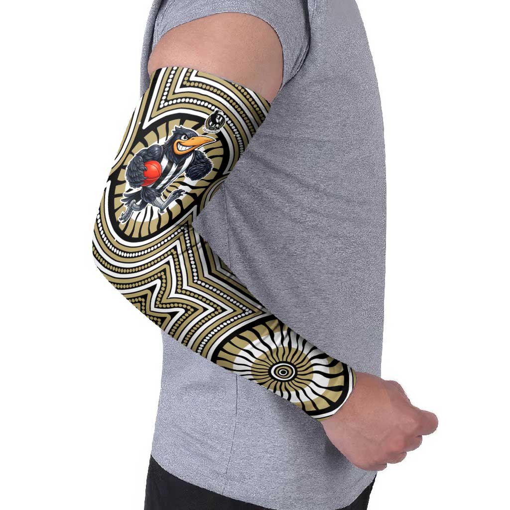Collingwood Football Club Arm Sleeves Indigenous Monochrome Dot Art Mascot Style