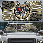 Collingwood Football Club Auto Sun Shade Indigenous Monochrome Dot Art Mascot Style