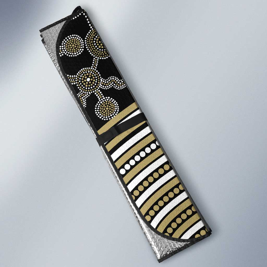 Collingwood Football Club Auto Sun Shade Indigenous Monochrome Dot Art Mascot Style