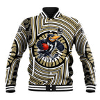 Collingwood Football Club Baseball Jacket Indigenous Monochrome Dot Art Mascot Style