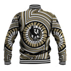 Collingwood Football Club Baseball Jacket Indigenous Monochrome Dot Art Mascot Style