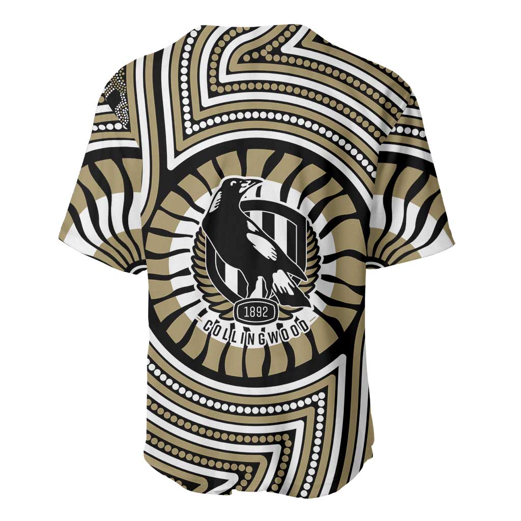 Collingwood Football Club Baseball Jersey Indigenous Monochrome Dot Art Mascot Style