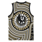 Collingwood Football Club Basketball Jersey Indigenous Monochrome Dot Art Mascot Style