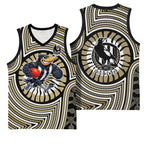 Collingwood Football Club Basketball Jersey Indigenous Monochrome Dot Art Mascot Style