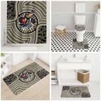 Collingwood Football Club Bathroom Set Indigenous Monochrome Dot Art Mascot Style