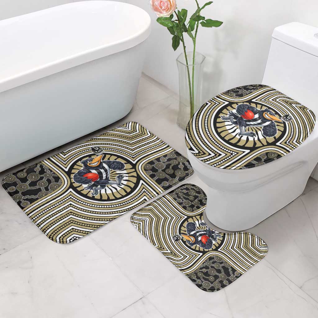 Collingwood Football Club Bathroom Set Indigenous Monochrome Dot Art Mascot Style