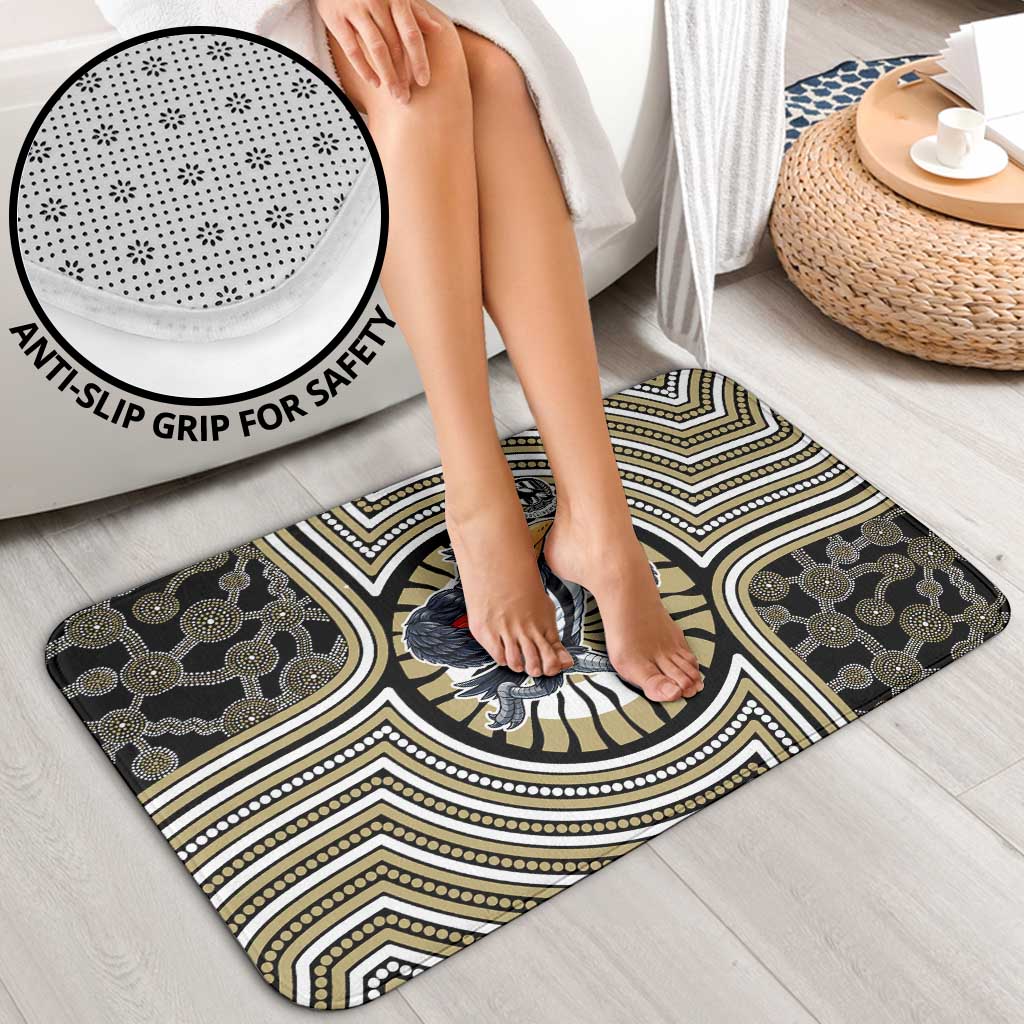 Collingwood Football Club Bathroom Set Indigenous Monochrome Dot Art Mascot Style