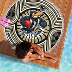 Collingwood Football Club Beach Blanket Indigenous Monochrome Dot Art Mascot Style