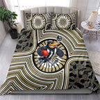 Collingwood Football Club Bedding Set Indigenous Monochrome Dot Art Mascot Style