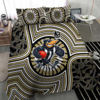 Collingwood Football Club Bedding Set Indigenous Monochrome Dot Art Mascot Style